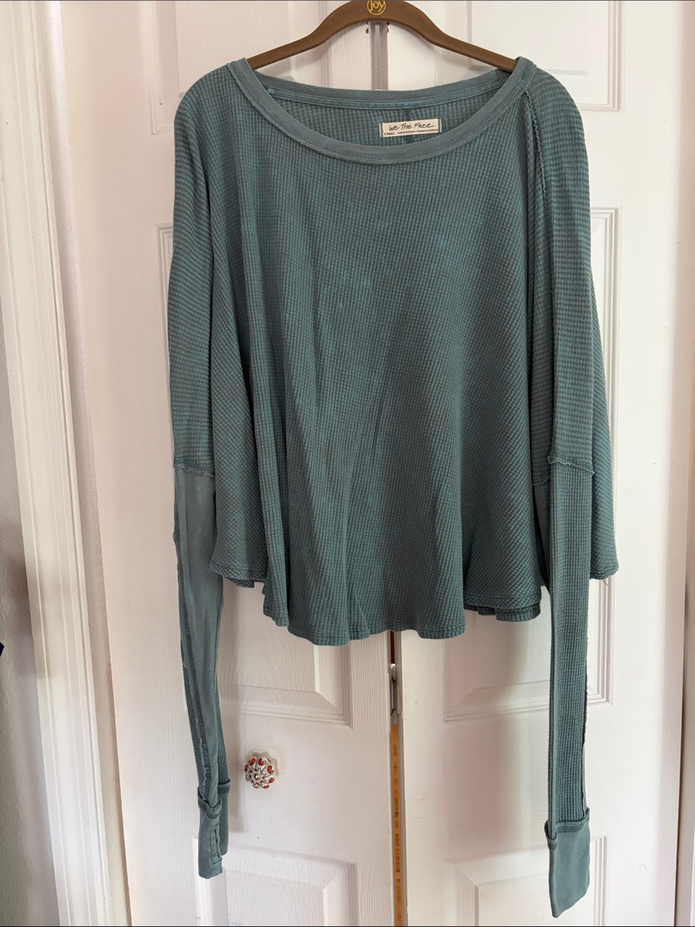 We The Free Relaxed Waffle Sage Green Long-Sleeve Top